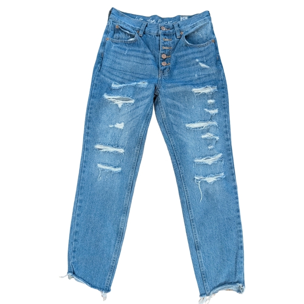 Free People Distressed Button Fly Jeans Size 25